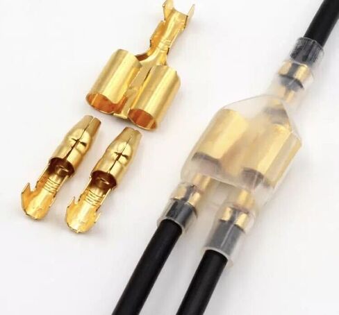 Gold 3.9mm Bullet/6.3mm Spade/Ring Fork Spade Wire Connectors Male Female 280Pcs, 3.9mm Double Bullet Crimp Terminal Quick Splice Wire Connector with Insulation Sleeve for Motorcycle Car Audio Speaker in Saudi Arabia