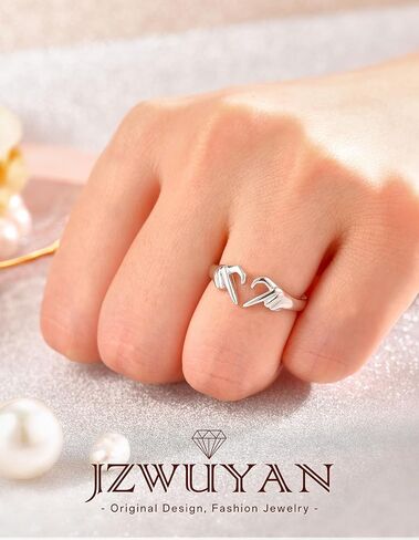 JZWUYAN 925-فضة القلب كلاداغ خواتم للنساء - قابل للتعديل الأبيض / 18K / ارتفع الذهب مطلي خاتم كلاداغ الأيرلندي الصداقة وعد الحب القلب خواتم مجوهرات هدايا عيد الميلاد للنساء الأصدقاء الفتيات في سن المراهقة in Kuwait