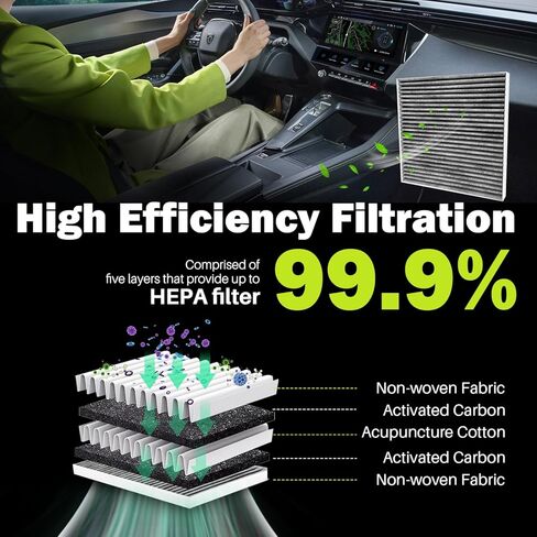 CF10388 Cabin Air Filter Compatible with Nissan & Infiniti Models - Titan 2004-2015, Armada 2005-2015, NV2500 NV3500 2012-2014, QX56 2004-2010 - V8 5.6L Coconut Shell Activated Carbon Filter in Kuwait