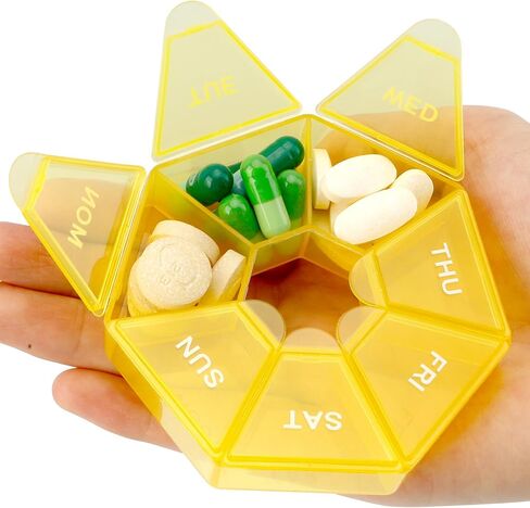 Pill Organizer, Pill Box, Small Pill Case, Medicine Pill Organizer 1 Time a Day, Weekly Pill Organizer, Pill Container, Pill holder, Daily Pill Organizer Travel Pill Organizer 7 Day (Black) in Saudi Arabia
