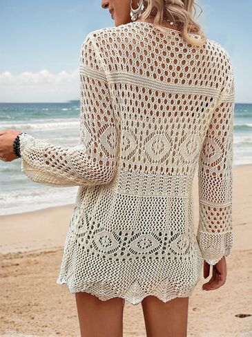 AI'MAGE Womens Kimono Beach Cover Up Crochet Swimsuit Coverups Summer Loose Knit Cardigans Causal Blouse Tops Swimwear S-XXL in Saudi Arabia