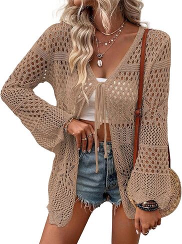 AI'MAGE Womens Kimono Beach Cover Up Crochet Swimsuit Coverups Summer Loose Knit Cardigans Causal Blouse Tops Swimwear S-XXL in Kuwait
