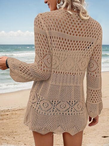 AI'MAGE Womens Kimono Beach Cover Up Crochet Swimsuit Coverups Summer Loose Knit Cardigans Causal Blouse Tops Swimwear S-XXL in Kuwait