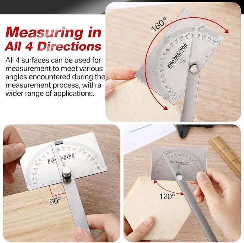 المنقلة المعدنية الممتدة ، مكتشف زاوية من 0 إلى 180 درجة ، مقفلة 6 بوصة مع ذراع من الفولاذ المقاوم للصدأ ، أدوات قياس النجارة الخشبية في الرأس أو التصميم المعماري للرسم والقياس in Kuwait