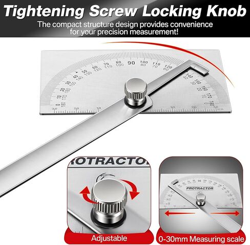 المنقلة المعدنية الممتدة ، مكتشف زاوية من 0 إلى 180 درجة ، مقفلة 6 بوصة مع ذراع من الفولاذ المقاوم للصدأ ، أدوات قياس النجارة الخشبية في الرأس أو التصميم المعماري للرسم والقياس in Kuwait