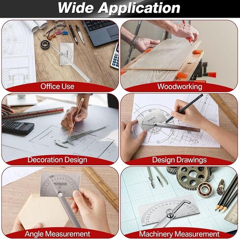المنقلة المعدنية الممتدة ، مكتشف زاوية من 0 إلى 180 درجة ، مقفلة 6 بوصة مع ذراع من الفولاذ المقاوم للصدأ ، أدوات قياس النجارة الخشبية في الرأس أو التصميم المعماري للرسم والقياس in Kuwait