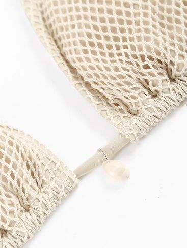 ZAFUL Women's Triangle Bikini Multiway Fishnet Tie Side Bandeau Halter String Bikini Set Two Piece Swimsuit Bathing Suits in Kuwait