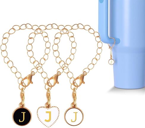 Letter Charm Accessories for Stanley Cup, 3Pcs Initial Name ID Personalized Handle Charms for Stanleys/Simple Modern Tumbler Identification, Applied to Schoolbag Zippers, Purses, Bracelet, Keychain in Saudi Arabia