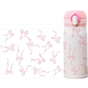 6 Pcs Pink Bows Stickers for Custom Owala Bottles Accessories, Cute Coquette Tumbler Decals Water Bottle Stickers Tumbler Wrap for Owala Bottles 24 oz 32 oz Valentines Decoration