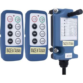 Crane Remote Control Mini Wireless Industrial 6 Channel Button Controller for Electric Hoist Winch Overhead Crane Dump Trailer Truck 2 Transmitters 110V Receiver SAGA-L8