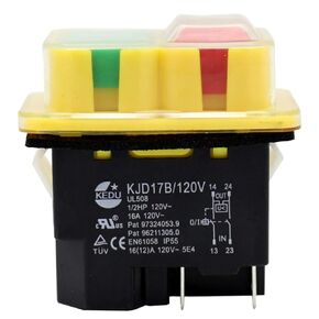KEDU KJD17B 120V/16A 4 Pins Industrial Electromagnetic Switch Waterproof ON Off Push Button Switches for Electric Power Tools Saw Drill Grinder Cutting Machine Tool Equipment