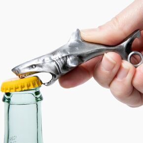 Novelty Shark Bottle Cap Opener- Zinc Alloy Keychain for Beer and Soda Bottles | Cool Jaws-Inspired Professional Key chain for Men & Women-Silver