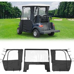 KEMIMOTO Golf Cart Enclosure 2 Passenger Golf Cart Rain Covers 3-Sided Driving Dustproof Enclosure Accessories with Clear PVC Window & Double Door Zipper Compatible with Club Car Tempo