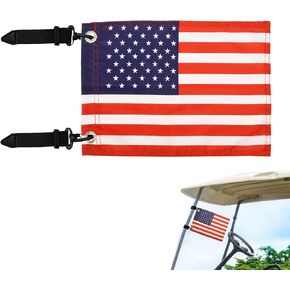 Original Easy Installation Golf Cart Flag Holder,Outdoor Pole Elastic Strap Bracket Flag Holder with 6 * 9'' American Flag,Essential Golf Cart Accessories (1 Pack)