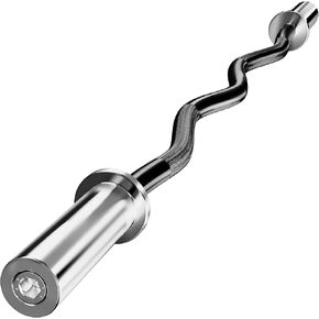 Olympic EZ Curl Barbell Bar, 4ft Curl Bar for 2 Inch Weight Plates, EP&Chrome Curling Bar for Weight Lifting, Biceps, Triceps, Back Muscle Group exercise, Gym and Home Use (300lb Weight Capacity)