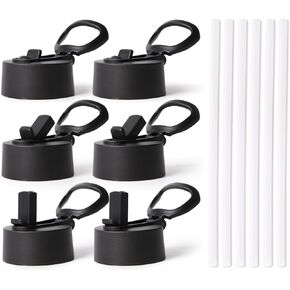 PYD Life 6 Pack Replacement Sippy Up Plastic Lid with Straw and Handle for 17 OZ 25 OZ 30 OZ,18 OZ 22 OZ 32 OZ Sublimation Sports Water Bottles