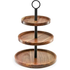 3 Tier Cupcake Stand, Farmhouse Rustic Tiered Serving Tray,3 Tier Serving Tray for Farmhouse Kitchen Decor, Wood Dessert Tray for Tea Party Wedding Server, Decorative Tiered Tray.