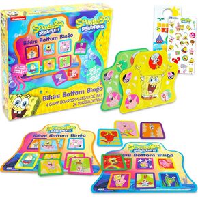 Spongebob Bingo for Kids - حزمة مع لعبة Spongebob Board مع 4 لوحات ألعاب ، قطع ألعاب ، ملصقات ، المزيد | Spongebob Squarepants Bingo مجموعة للأطفال الصغار والأولاد والبنات in Kuwait