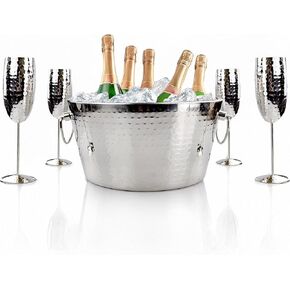 BREKX Champagne Ice Bucket with 4 Champagne Flutes Set - Insulated Ice Bucket for Parties, Wedding Gifts for the Couple, Bridal and Housewarming Gifts, Mimosa Bar Supplies