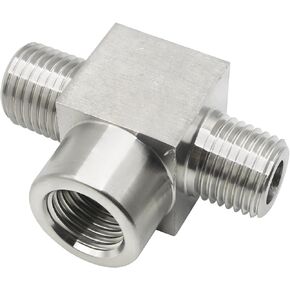 Goldpea Stainless Steel 304 Run Tee Fitting 1/4" NPT Male x 1/4" NPT Female x 1/4" NPT Male T Shaped 3 ways Pipe Fittings, 1pc