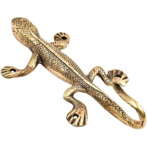 Indian Shelf Decorative Premium Brass Lizard Wall Hooks for Keys Gold Vintage Kids Coat Backpack Hangers Purse Holder- 1 Piece