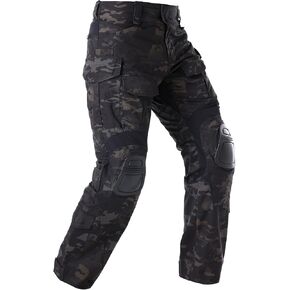 Men’s Tactical Pants with Knee Pads Waterproof G3 Combat Pants Camo Cargo Pants with 10 Pockets No Belt