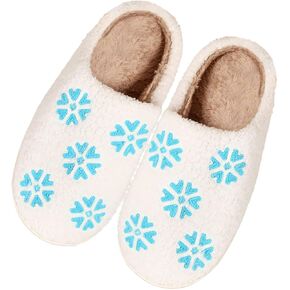 Women's Men's Reindeer Xmas Slippers Bedroom Warm Plush Soft Comfy Festival House Shoes