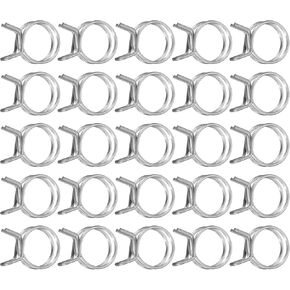 uxcell 25Pcs 24mm/0.95inch Inner Dia Double Wire Spring Hose Clamp, Stainless Steel Adjustable Spring Clips for Hose Fuel Line Silicone Tube Water Pipe Air Pipe