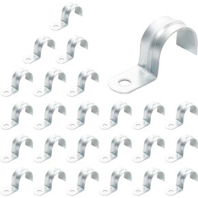 25Pcs 25mm Conduit Clamps，U-Shaped Pipe Straps， Zinc Plated Carbon Steel Metal Clamps for Secure Pipe Support and Brackets