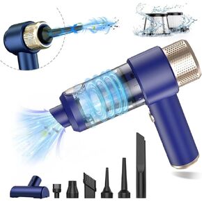 Handheld Car Vacuum Cleaner, High Power 4 in 1 Vacuum Cleaner and Air Duster, 16000Pa 120W Wet and Dry Handheld Car Vacuum Cleaner with LED Light and Multi-Nozzles for Car, Home, Office, Pet(Blue)
