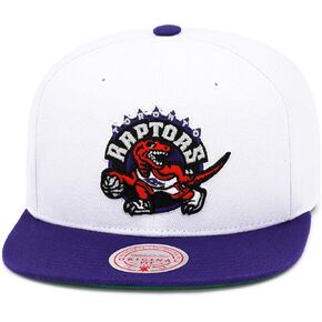 Mitchell & Ness Toronto Raptors Fresh Crown Snapback Hat - White/Purple/Throwback Logo - Basketball Cap for Men
