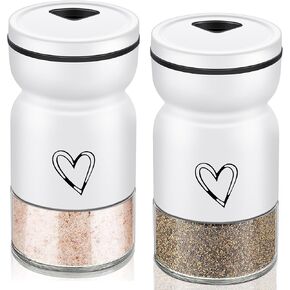 Stainless Steel Salt and Pepper Shakers Set,Refillable Salt Pepper Shaker Clear Bottom Bottle Container with Adjustable Pour Holes, Perfect for Kitchen Gadgets Cooking Table, Camp,BBQ (White)