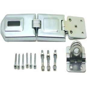 NU-SET 6-Inch Single Hinged Rolled Edges Steel Hasp with Flexible Links For Superior Strength, Mounting Screws included 2702-3