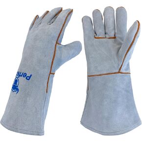 Welding Gloves 14 Inches, 932℉ Heat Fire Resistant Leather Welding Gloves for Tig/Mig/Stick, Mitts for BBQ/Oven/Grill/Fireplace/Furnace/Stove/Animal Handling Gloves with Soft Lining