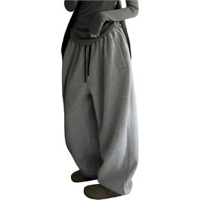 Women's Plus Size Joggers Wide Leg Drawstring Waist Sweatpants Casual Sports Pants with Pockets