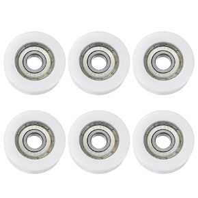 uxcell 6Pcs Ball Bearing Guide 8x32x12mm Double Shielded Nylon Roller Bearings, Flat Pulley Wheel for Furniture, Hardware Accessories, White