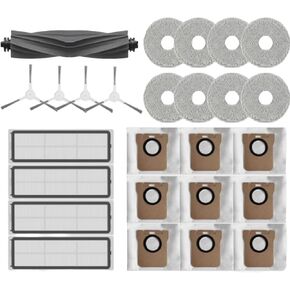 Spare Parts Accessories for Dreame L10s Ultra/S10 Pro, Suitable for Xiaomi Robot Vacuum x10 Plus, 1x Main Brush, 4X Filter, 4X Side Brush, 8X Wiper, 9X Dust Bag