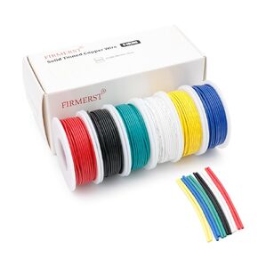 FIRMERST 24 Gauge Solid Core Tinned Copper Hook up Wire Kit 6 x 40 Feet