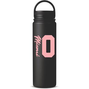 ALLNTRENDS Miami 10 Water Bottle Sport Miami Soccer Vacuum Bottle 24Oz (Black)