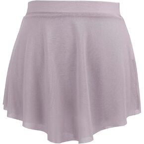 Daydance Grey Women Ballet Skirt Pull on Low Split Bullet Point Skrit for Dancing