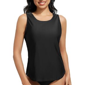 BALEAF Tankini Tops for Women High Neck Swim Top Modest Bathing Suit Top Long Swim Tank Top