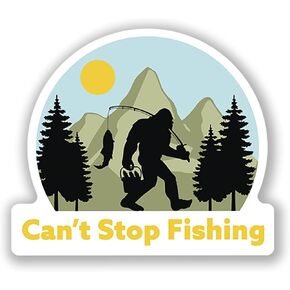 Bigfoot Sasquatch Can't Stop Fishing 2-Pack 5.5-Inch Premium Quality Vinyl Decal Stickers | Laminated with UV Protective Laminate | PD022