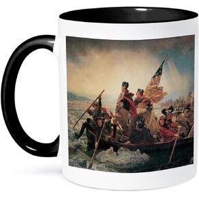 3dRose Washington Crossing the Delaware by Emanuel Leutze American Art Mug, 11 oz, Black