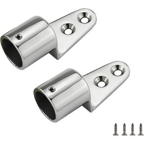 keehui Pair 316SS Heavy Duty 1In (25.4MM) 90 Degree Stanchion Base Mount External Eye End Boat Fittings Marine Hardware W/Screws, Fits 1IN(25.4MM) OD Round Tube
