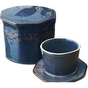 Butter Crock, French Butter Dish with Lid for Countertop,Ceramic French Butter Dish,Blue