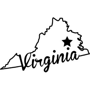 ND442 State Of Virginia Script Decal Sticker | 5.5-Inches By 3.3-Inches | Premium Quality Black Vinyl