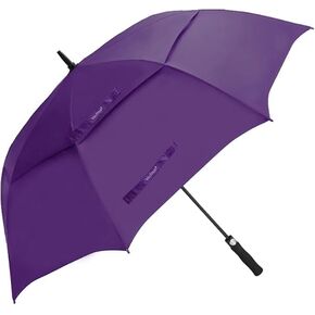 USA Large Oversize Golf Umbrella Double Canopy Vented Windproof Stick Umbrella with Teflon Coating, Automatic Golf Umbrellas,Purple