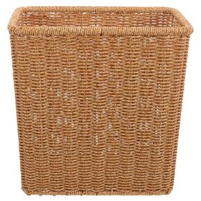 Alipis Woven Trash Can Rattan Slim Waste Basket Rectangular Wicker Garbage Can Vintage Waste Bin Trash Container for Bedroom Bathroom Office Kitchen