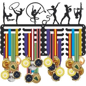 SUPERDANT Medal Hanger Display Sports Medal Holder Wall Mount Medals Hanging Hooks Medal Holder for Wall Matte Black Metal Display Rack Iron Race Ribbon Award Organizer Gifts for Athletes
