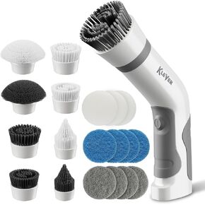 Cordless Hand Held Power Scrubber for Cleaning - Rechargeable Electric Spin Scrubber with 18 Brush - Automatic Electronic Rotating Scrubbing Tool for Home Bathroom Bathtub Shower Kitchen Sink Surface